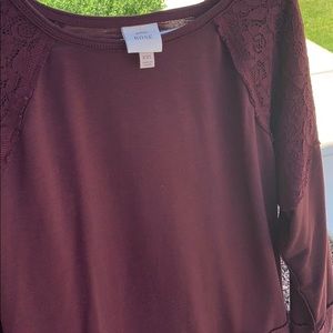 Lacey velvet long sleeve sweater